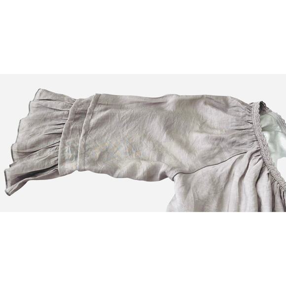 PAISLEY VINE 3/4 RAGLAN BELL SLV RND NECK MIDI BOHEMIAN DRESS, WOMENS, L, GREY - Picture 9 of 11